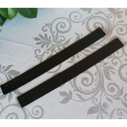 Koženkové prišívacie uchá na tašku alebo košík 27x2,5 cm čierne
