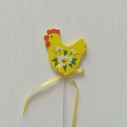 Drevená dekorácia  žltá sliepočka