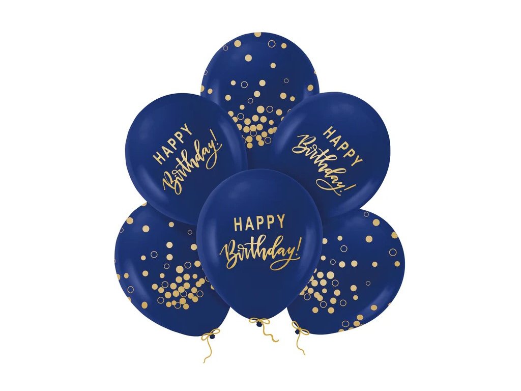 lufi keszlet happy birthday dark blue with gold 30cm 6db 13