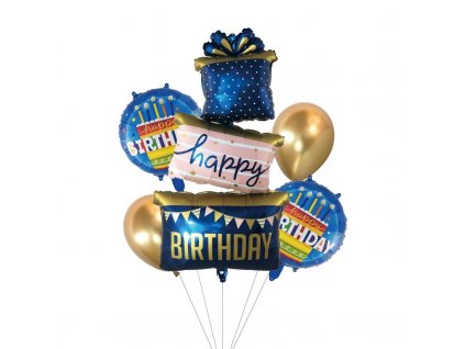 szuletesnapi lufikeszlet birthday cake kek arany 5 db