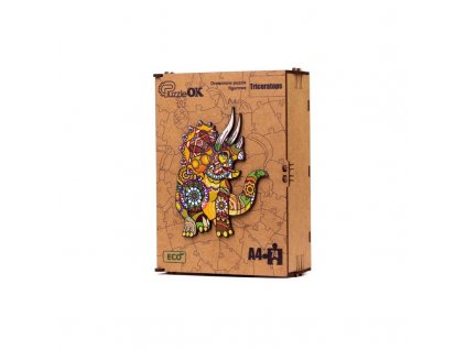 3d fa puzzle kezzel keszitett triceratops a4 1