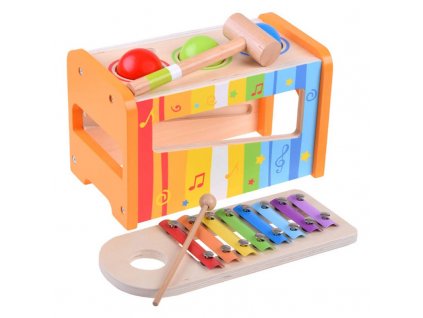 fa xilofon kalapaccsal gyerekeknek rainbow 2in1 1