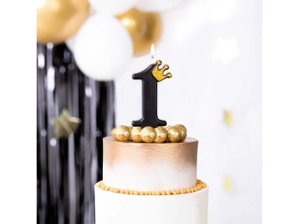 torta gyertya fekete szam koronaval 9cm 1