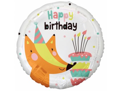 Fólia lufi - Happy Birthday Fox - 46cm