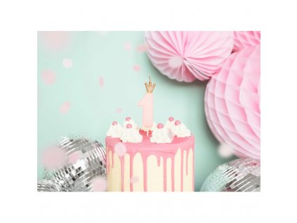 torta gyertya koronaval rozsaszin szam 9 5 cm