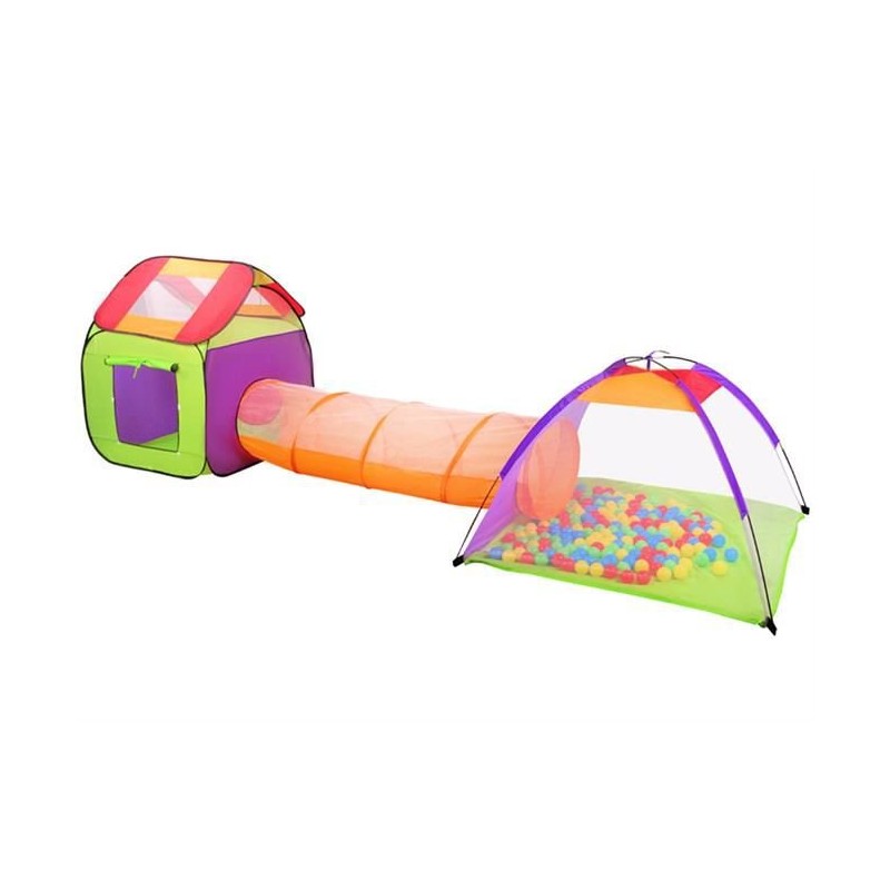 Gyerek sátorkészlet összekötő alagúttal + 200 db MALATEC golyó