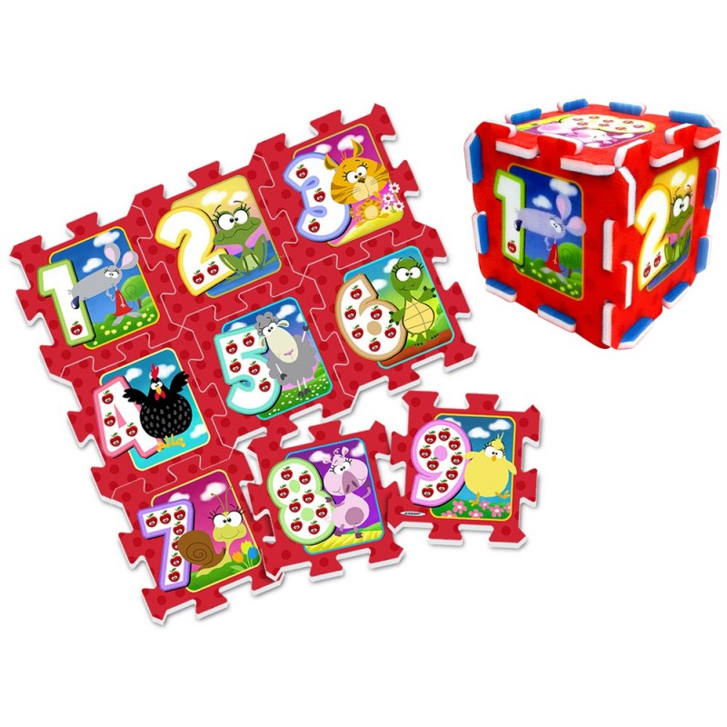 Hab puzzle játszószőnyeg - Állatok és számok 9db