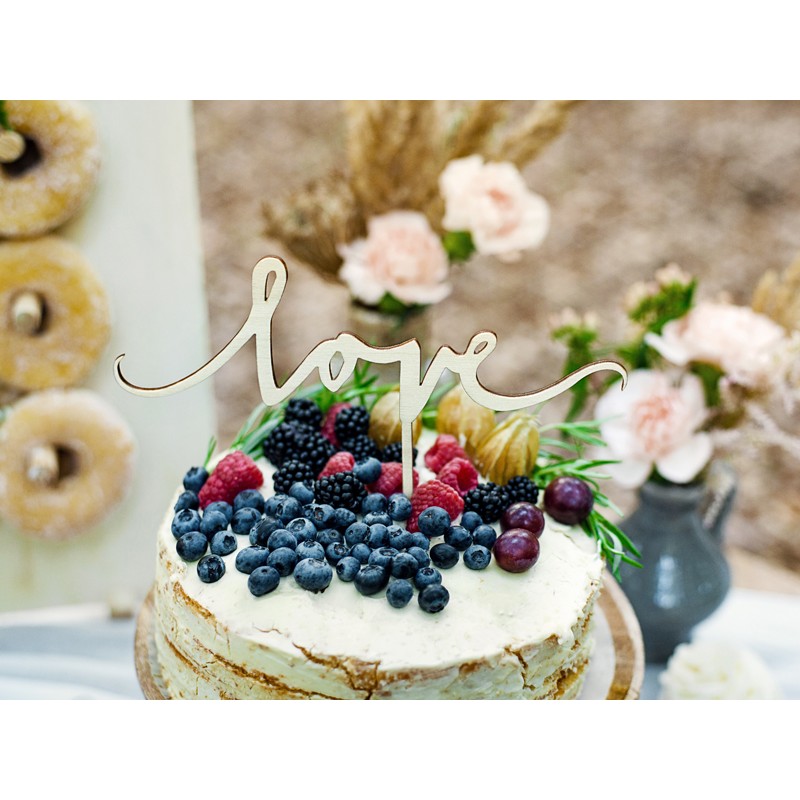 Tortadekor "Love" - ​​natúr fa - 16 cm