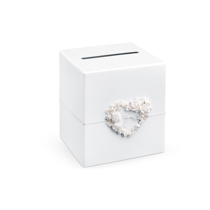 Ajándékdoboz - Szív - fehér 24x24x24cm