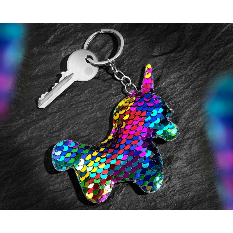 Kulcstartó szivárvány flitterekkel - UNICORN