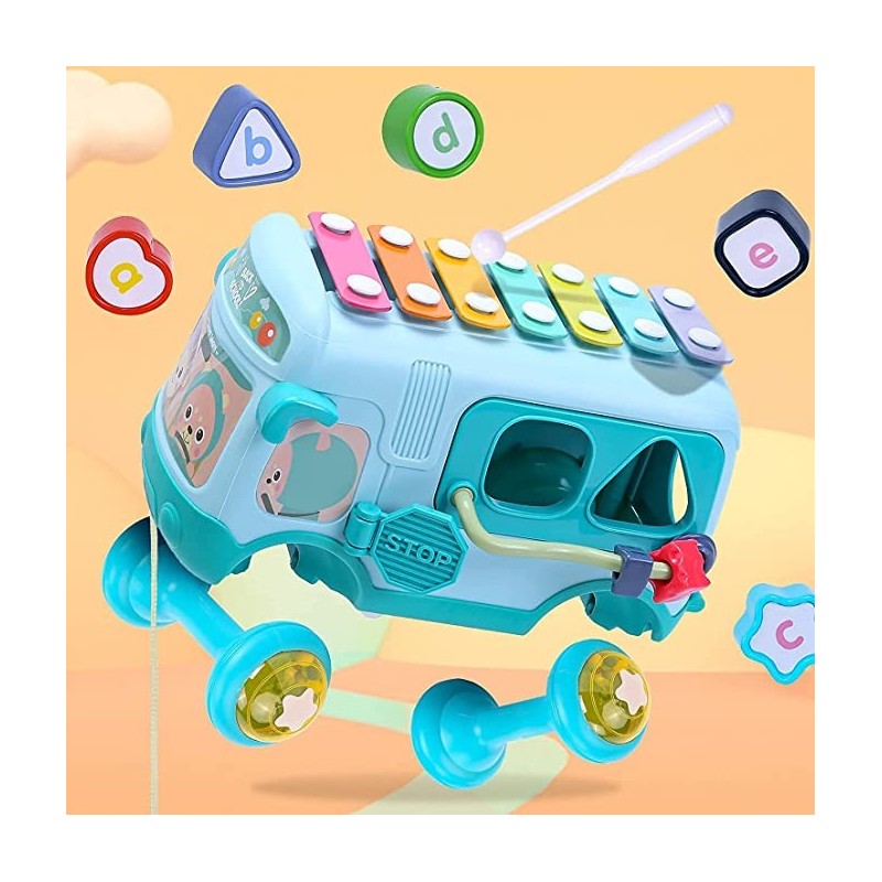 Többfunkciós gyerekbusz xilofonnal Kék: kek