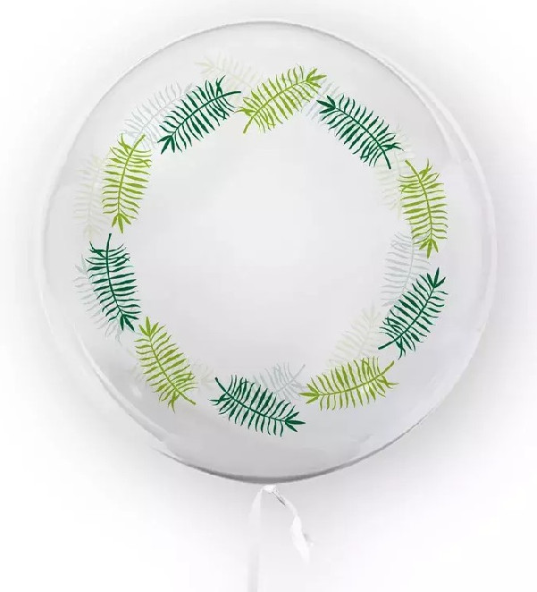 Fólia lufi - Átlátszó Boho levelekkel - 45 cm