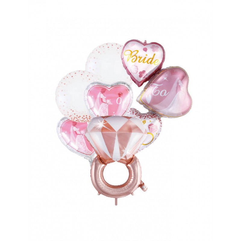 Fólia lufi készlet -  "Bride" gyűrűvel (6 db)