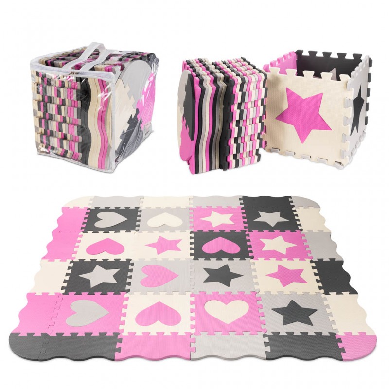 Rózsaszín hab puzzle kisgyermekeknek - Csillag 16 db