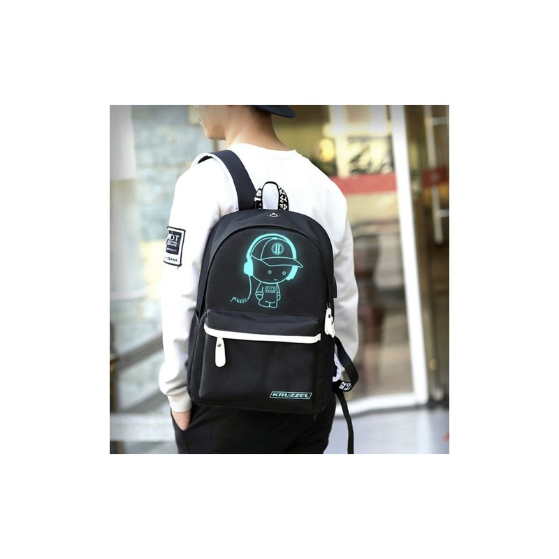 Trendi hátizsák fényvisszaverő nyomattal és USB bemenettel