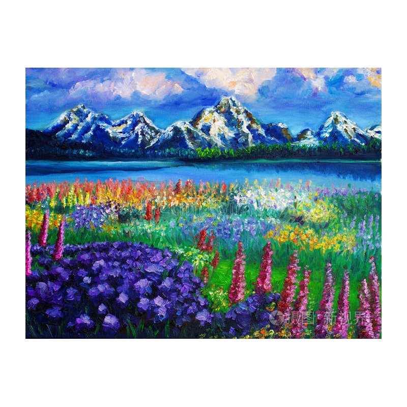 5D gyémánt mozaik - virágzó táj