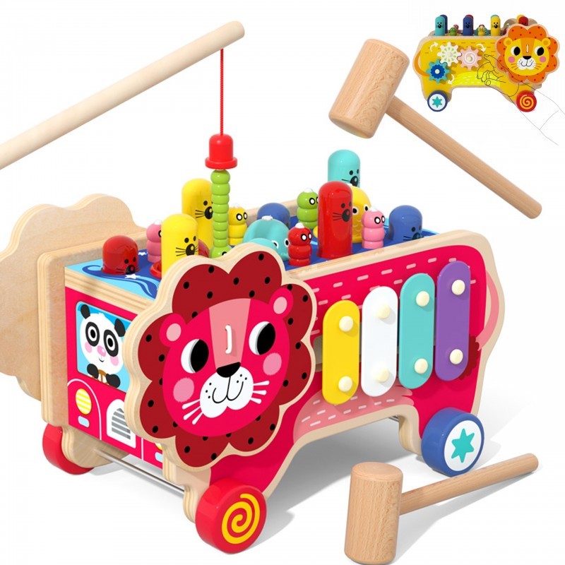 Gyermek fakalapács rúddal és xilofonnal -Oroszlán