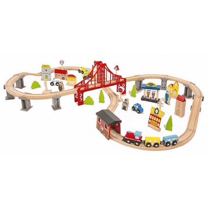 Gyermek fa vonatpálya - 70 elem