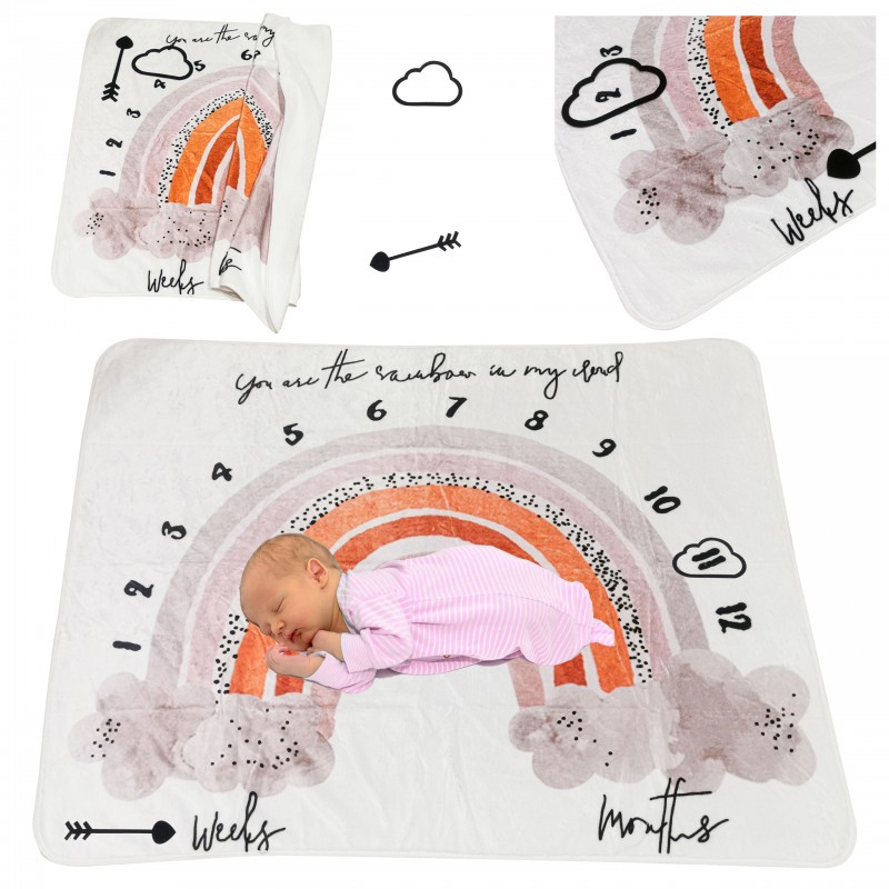 Mérföldkő szőnyeg - Boho szivárvány - 80x100cm - plüss