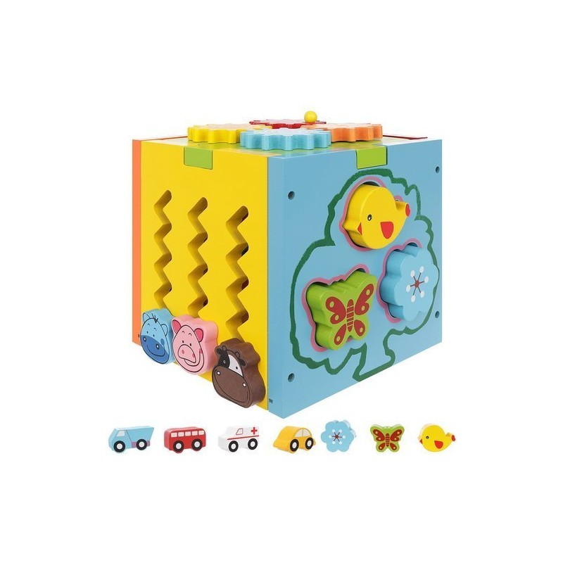 Fából készült oktatókocka gyerekeknek 5 az 1-ben