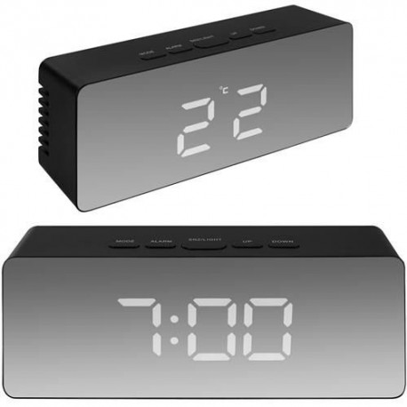 Ébresztőóra Tükör Fekete: fekete