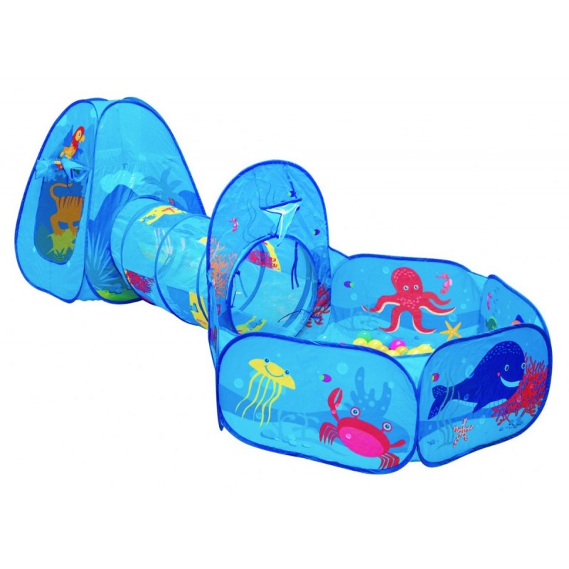 Sátoros játszótér tengeri világgal 3 az 1-ben + 100 labda