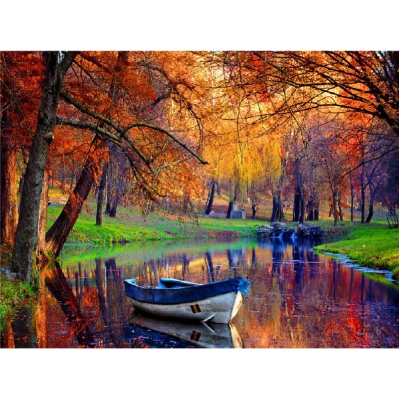 5D gyémánt mozaik - Őszi csónakázás