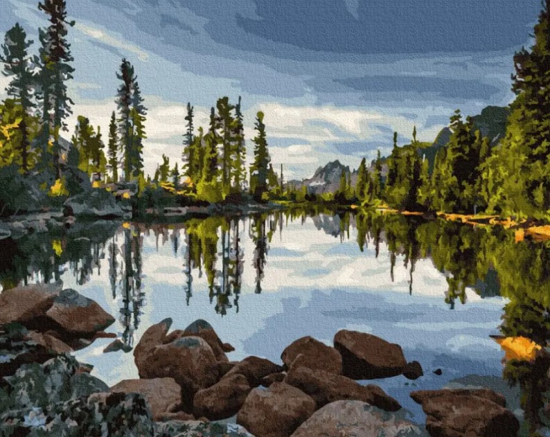 5D gyémánt mozaik - Sziklás tó