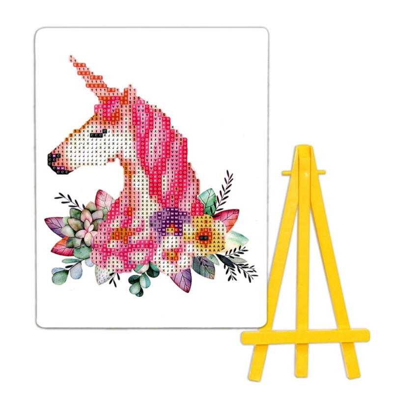 Mini gyémánt mozaik - fix - Unikornis és virágok