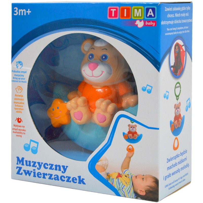 Zenés medál a babakocsihoz - mackó