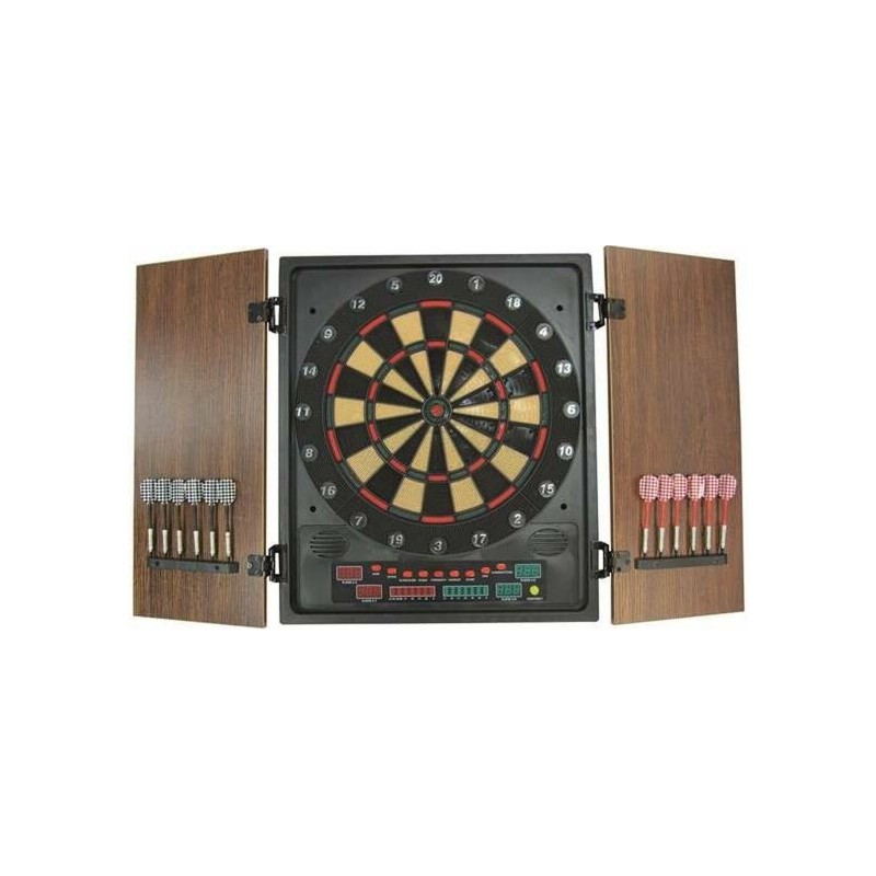 Elektronikus darts játék fa kivitelben, ajtóval - Eros