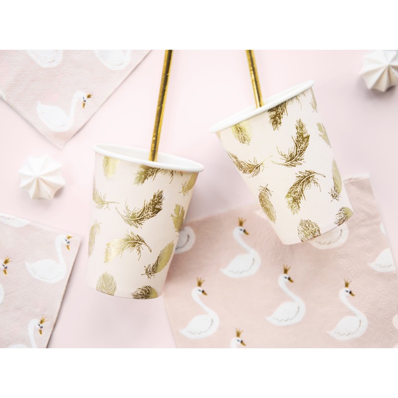 Papírpoharak - Lowely Swan - rózsaszín 260ml