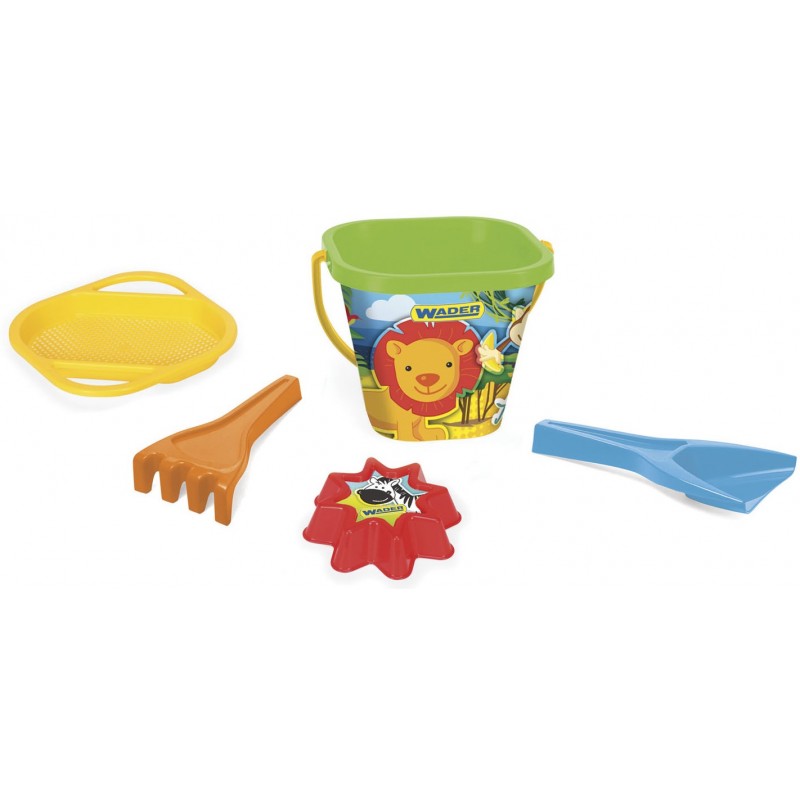 Szögletes vödör tartozékokkal - Happy Animals 5 db