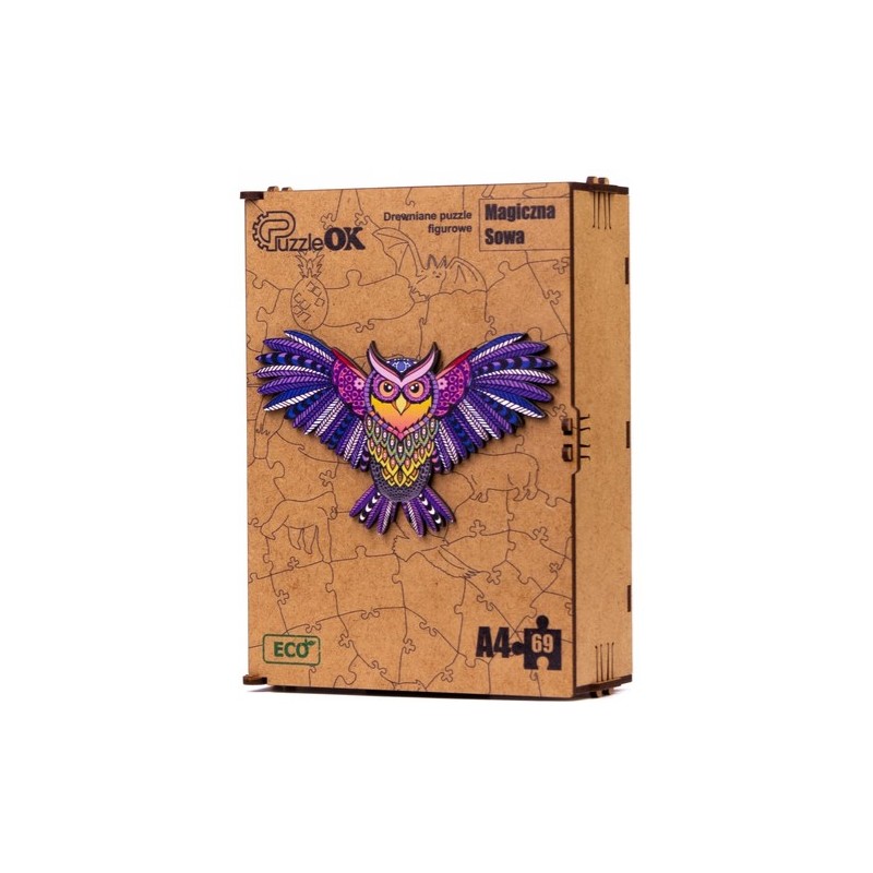 3D kézzel készített fa puzzle - Repülő bagoly A4