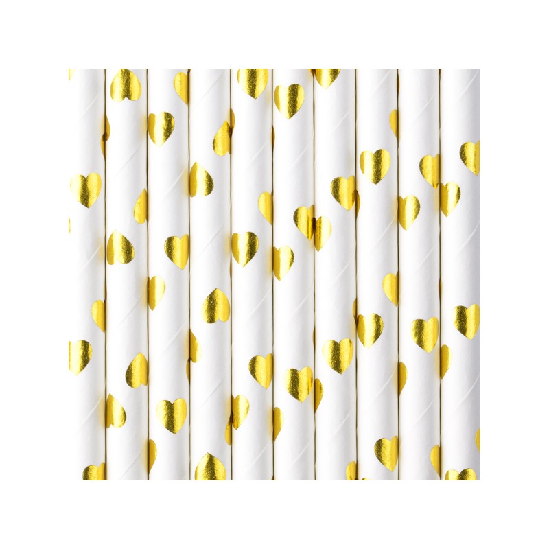 Papír szívószálak - Hearts - 19,5 cm (10 db) Egyéb változatok: Arany