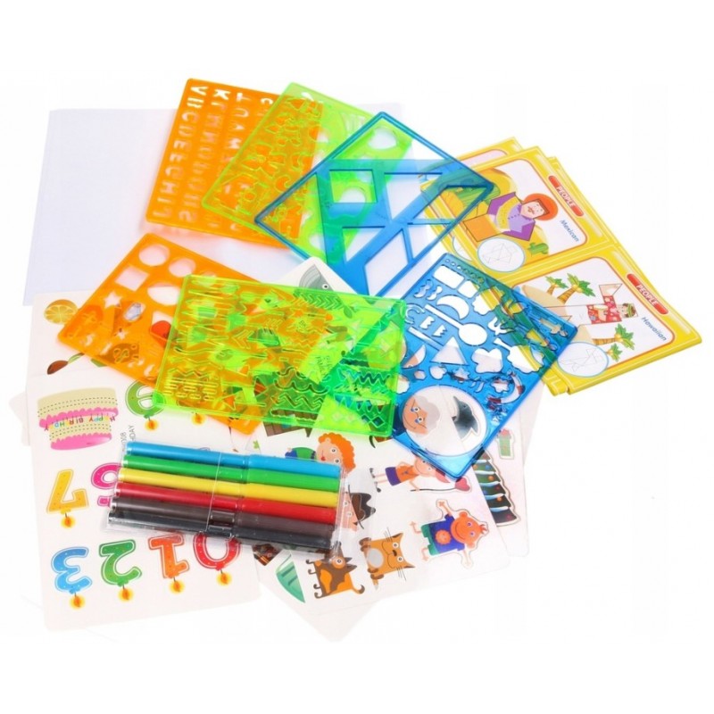 Sablonkészlet alakzatok rajzolásához - Dromader 27 db