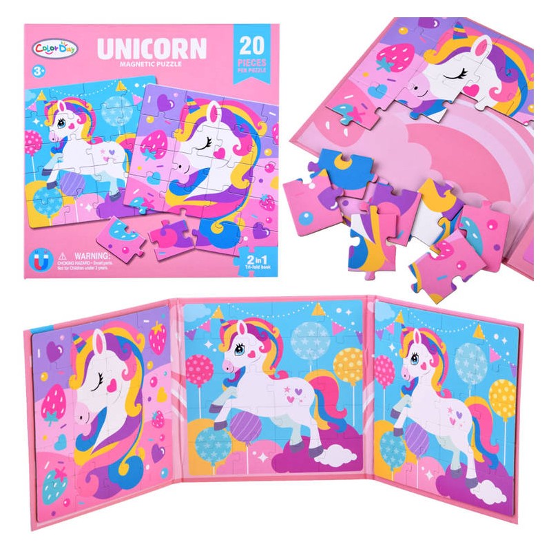 Gyerekkönyv - Mágneses puzzle - Unikornis