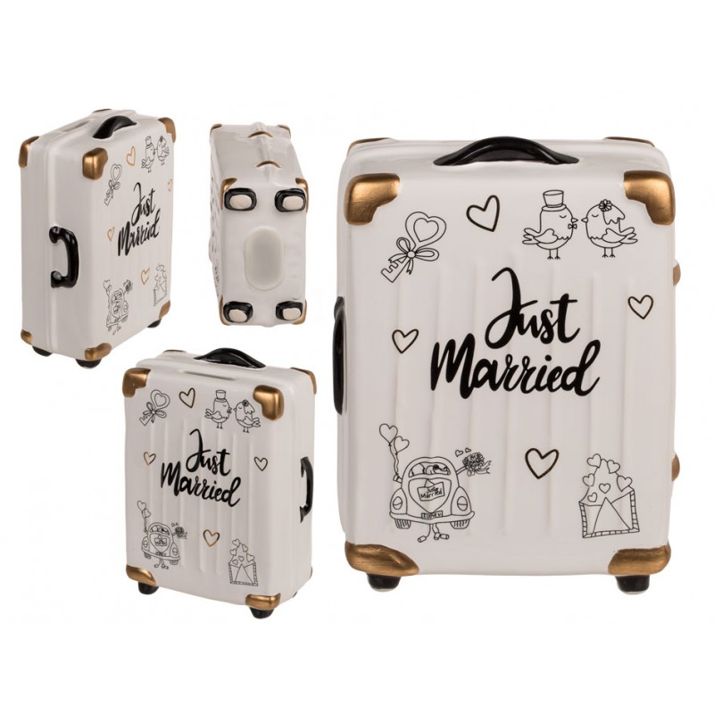 Esküvői persely-bőrönd kerekeken - Just Married