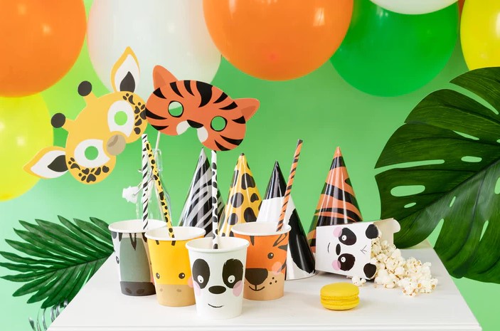 Gyerek party kalap szett - Safari mix - 4 db