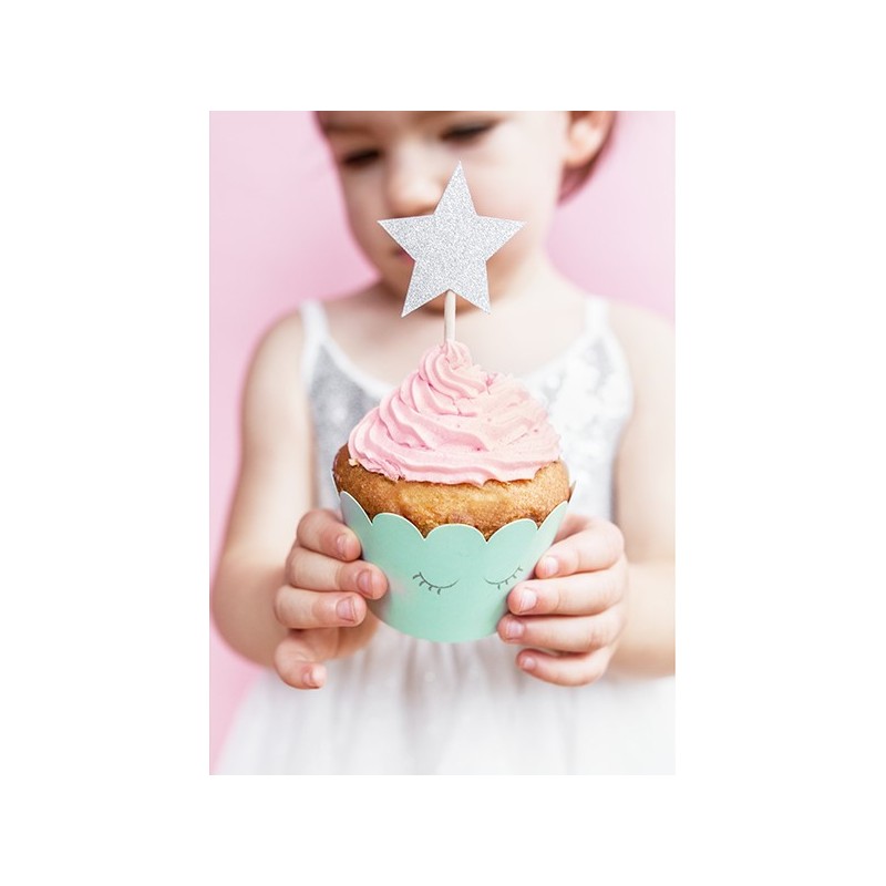 Parti muffinbeszuró készlet - Stars, ezüst 6 db