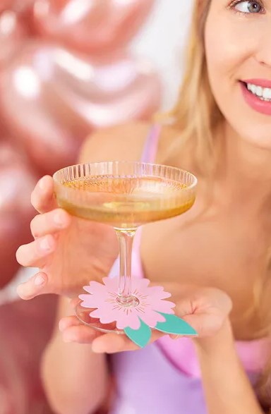 Virágok poharak jelöléséhez 10 db