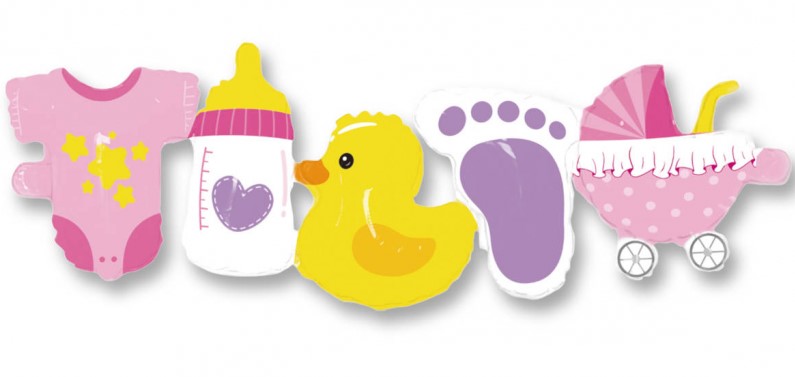 Léggömbfüzér - Little baby 96x27cm Rózsaszín: Rózsaszín