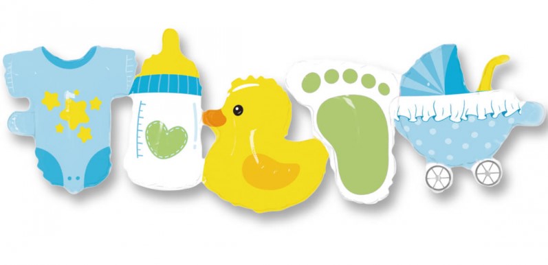 Léggömbfüzér - Little baby 96x27cm Kék: kek