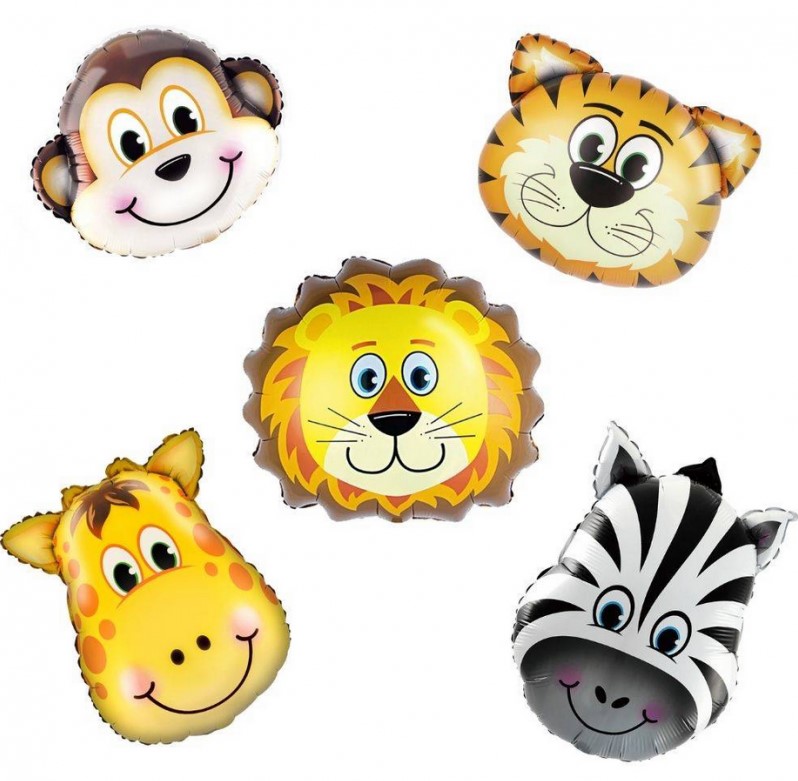Fólia lufi készlet - Állatok - mini fejek 35 cm, 5 db
