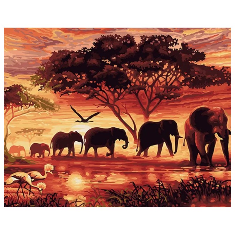 5D gyémánt mozaik - Elefánt út