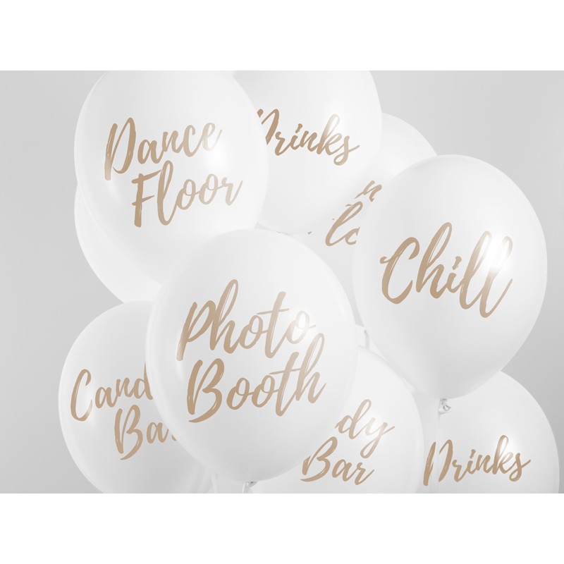 Esküvői léggömbkészlet - Jelölések 30 cm, 6 db
