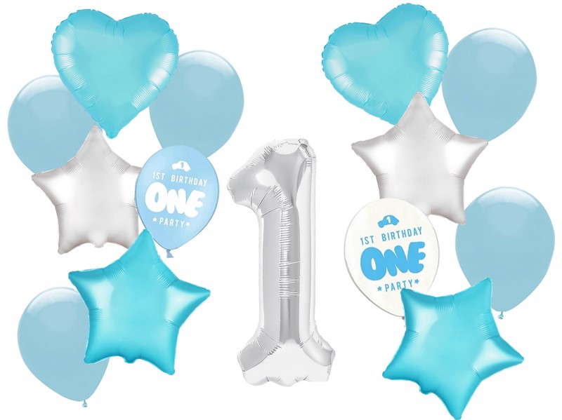 Komplett léggömb dekoráció -  First Birthday 14db