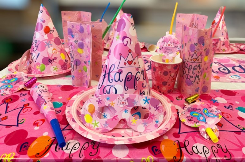 Papír party szett 6 személyes - Happy Birthday - rózsaszín