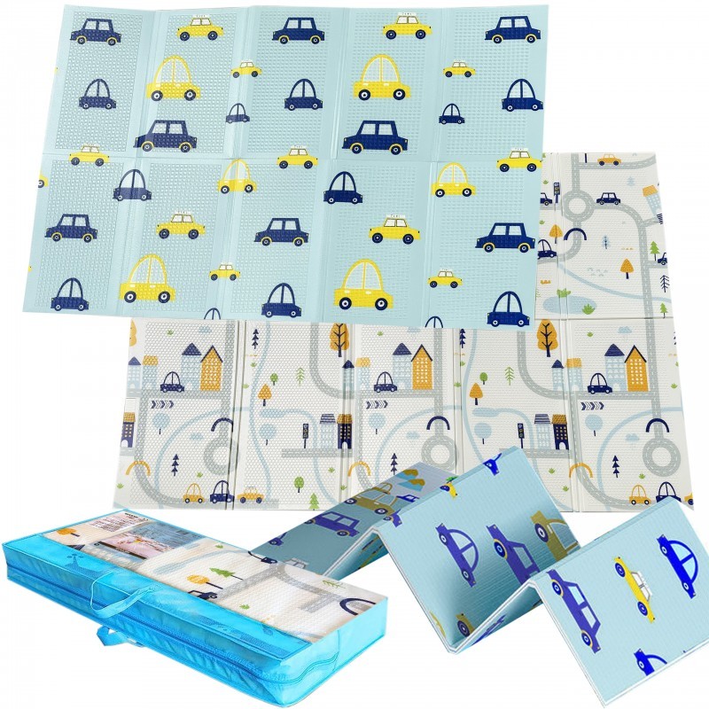 Kétoldalas habszivacs játszószőnyeg - Autók 150x200 cm