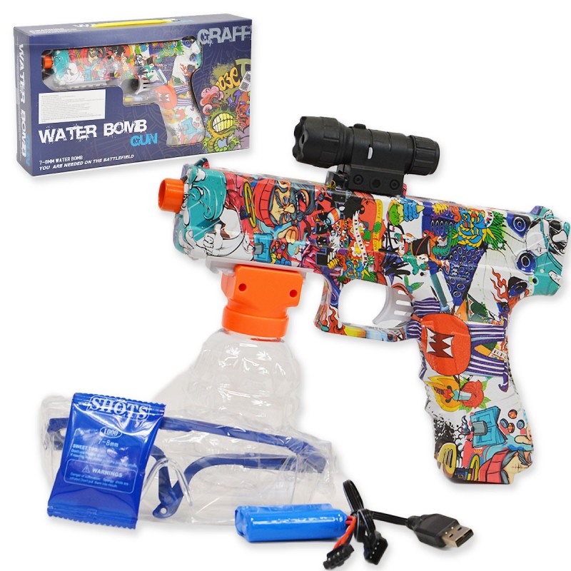 Fegyver zselés golyókhoz tárral - Water Bomb Gun - White
